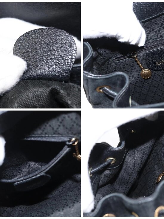 GUCCI Bamboo Backpack Suede Black Gold - Picture 16 of 16